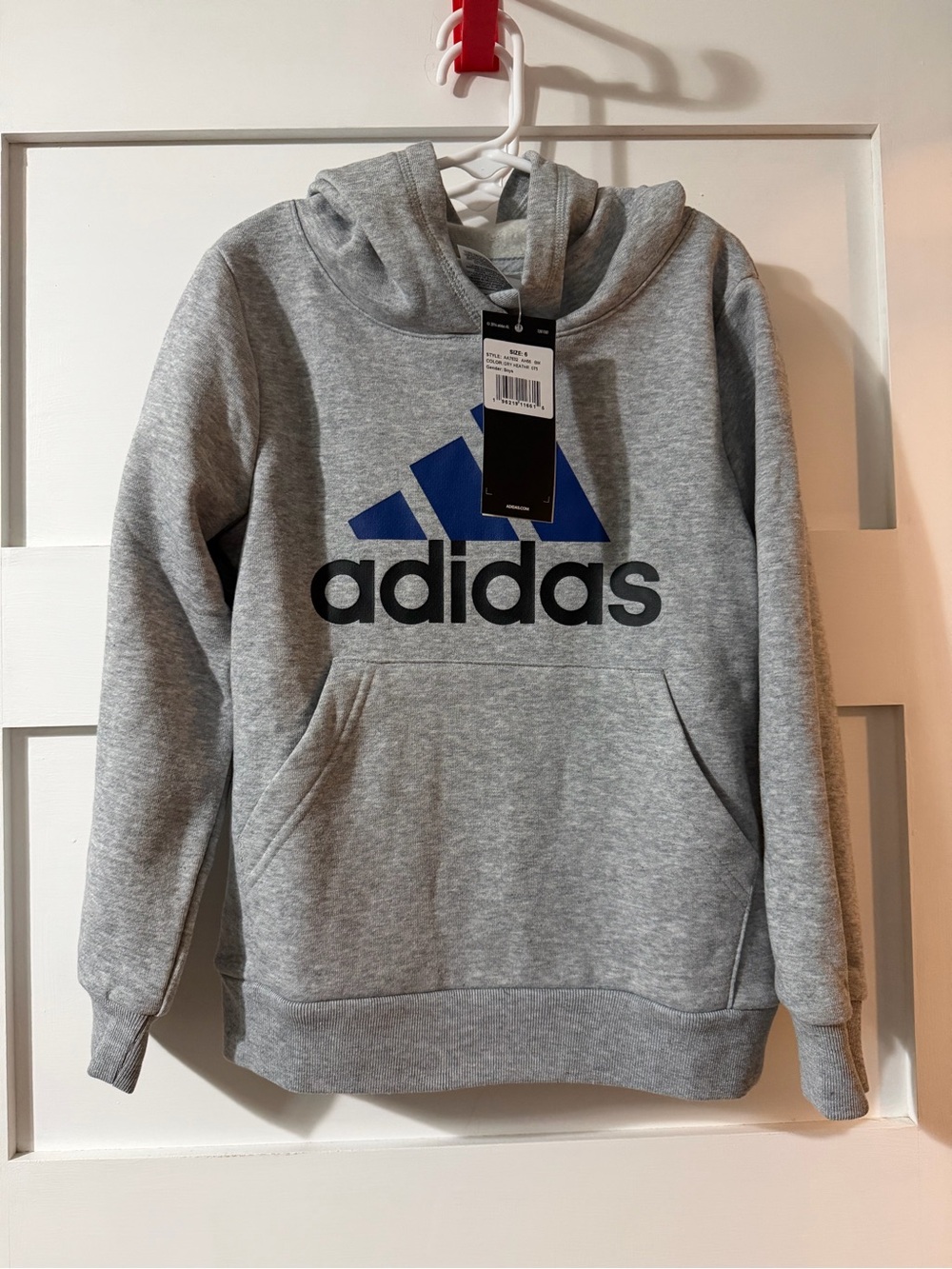 Adidas Gray Boys’ Hoodie w Blue Logo